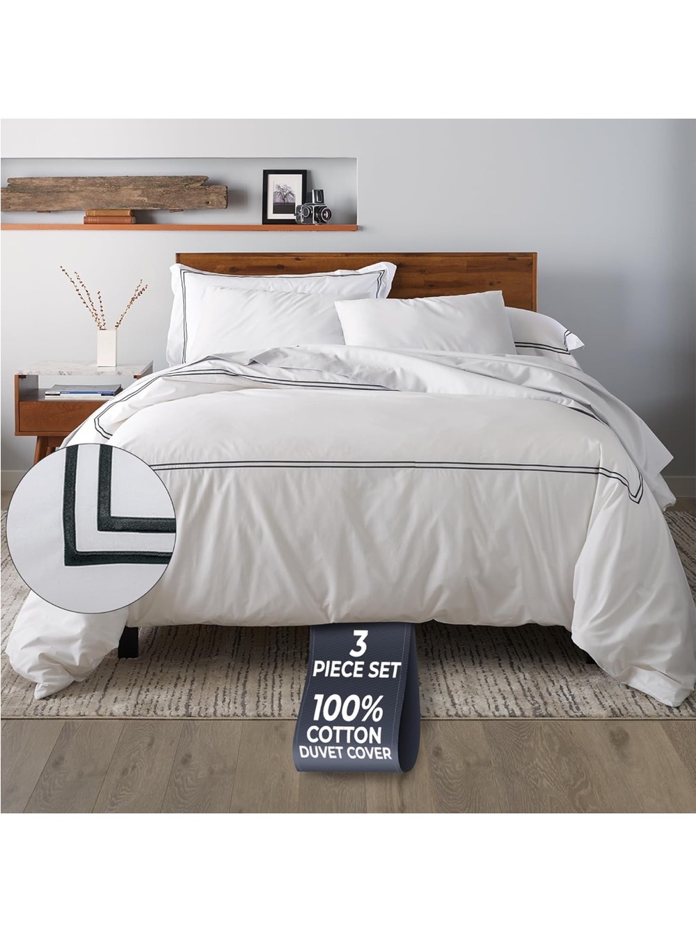 NEW Ella Jayne Duvet Cover Queen Size (3 Pieces), 100% Cotton Percale